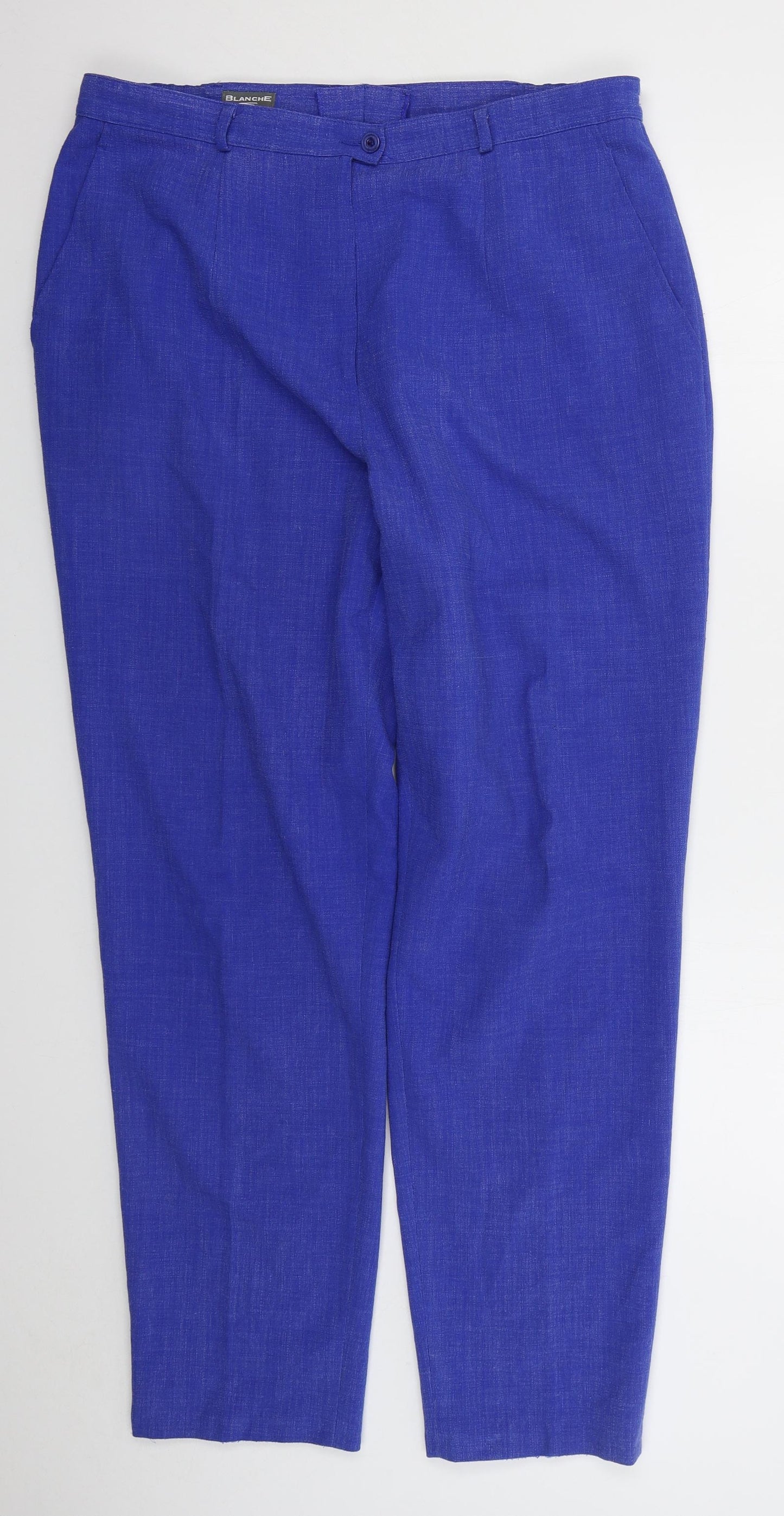 Blanche Womens Blue Polyester Trousers Size 18 L31 in Regular Button