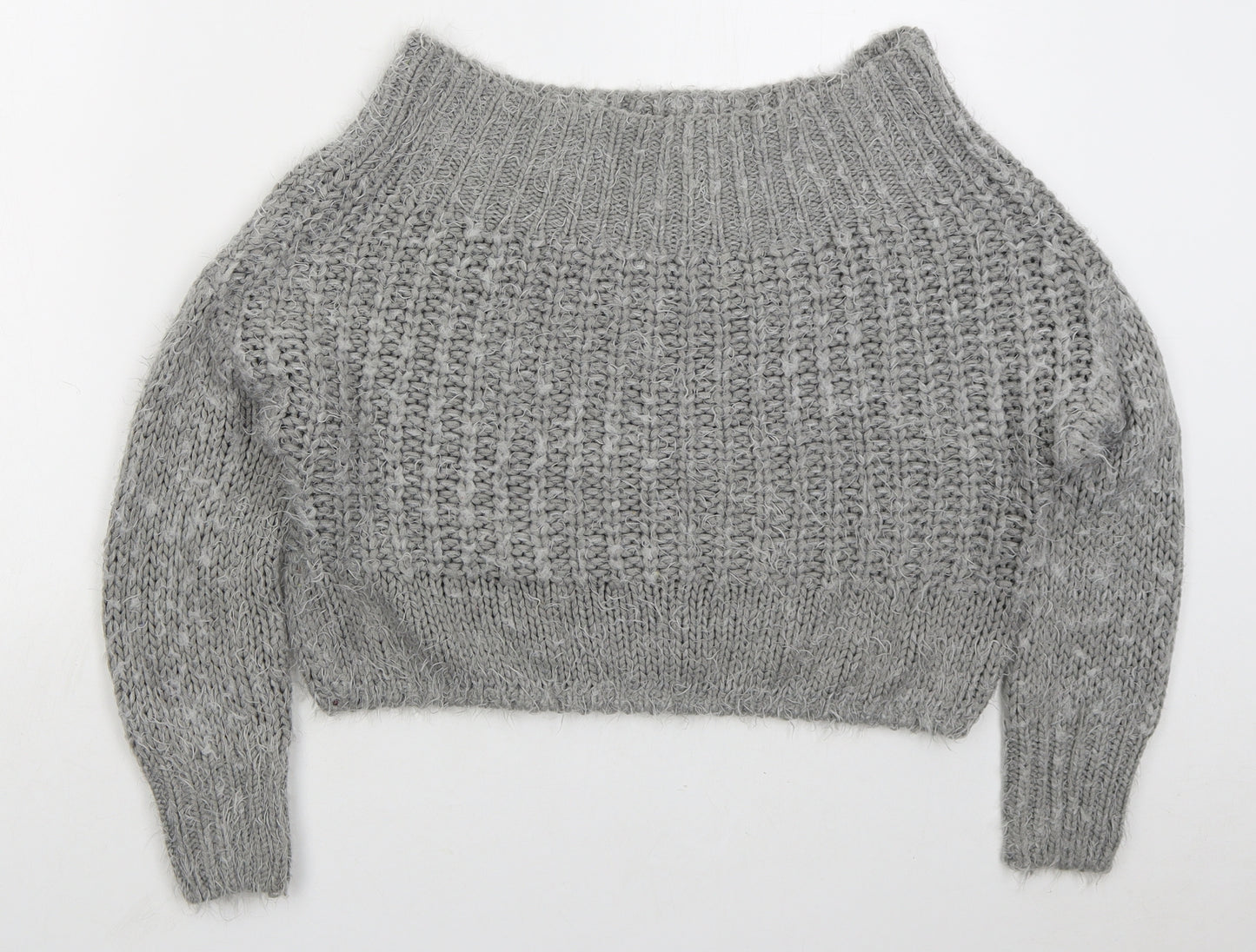 Missguided Womens Grey Boat Neck Acrylic Pullover Jumper Size S