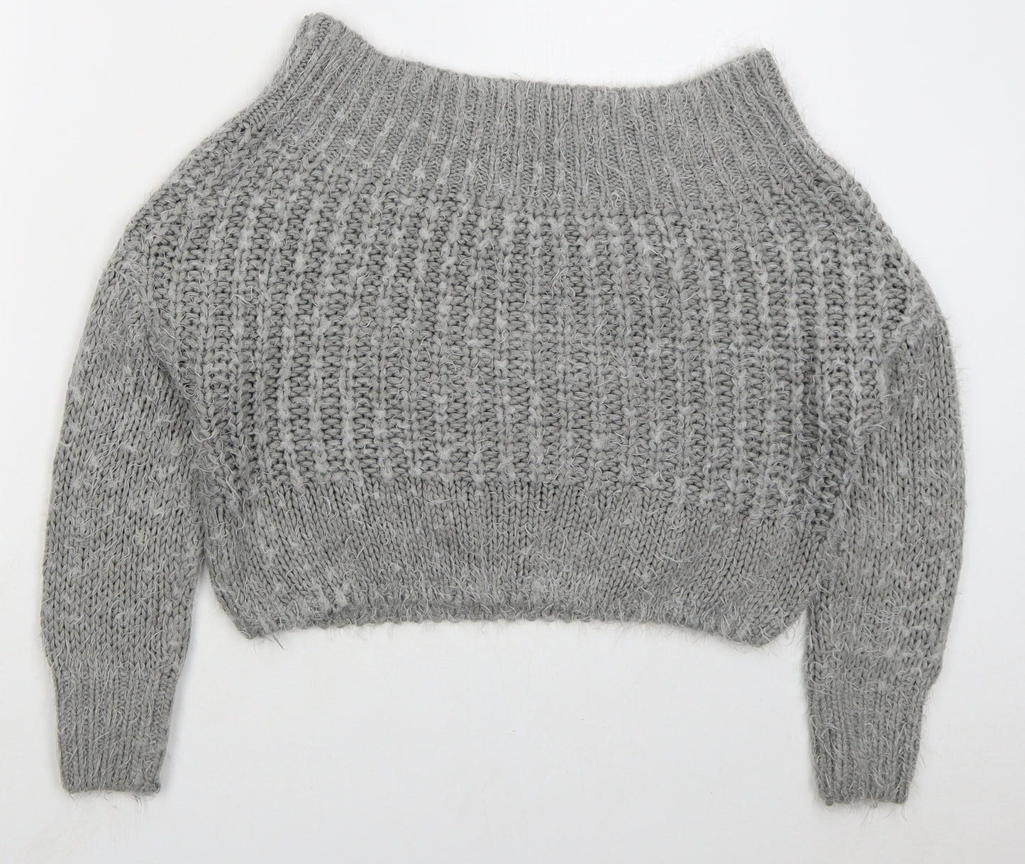 Missguided Womens Grey Boat Neck Acrylic Pullover Jumper Size S