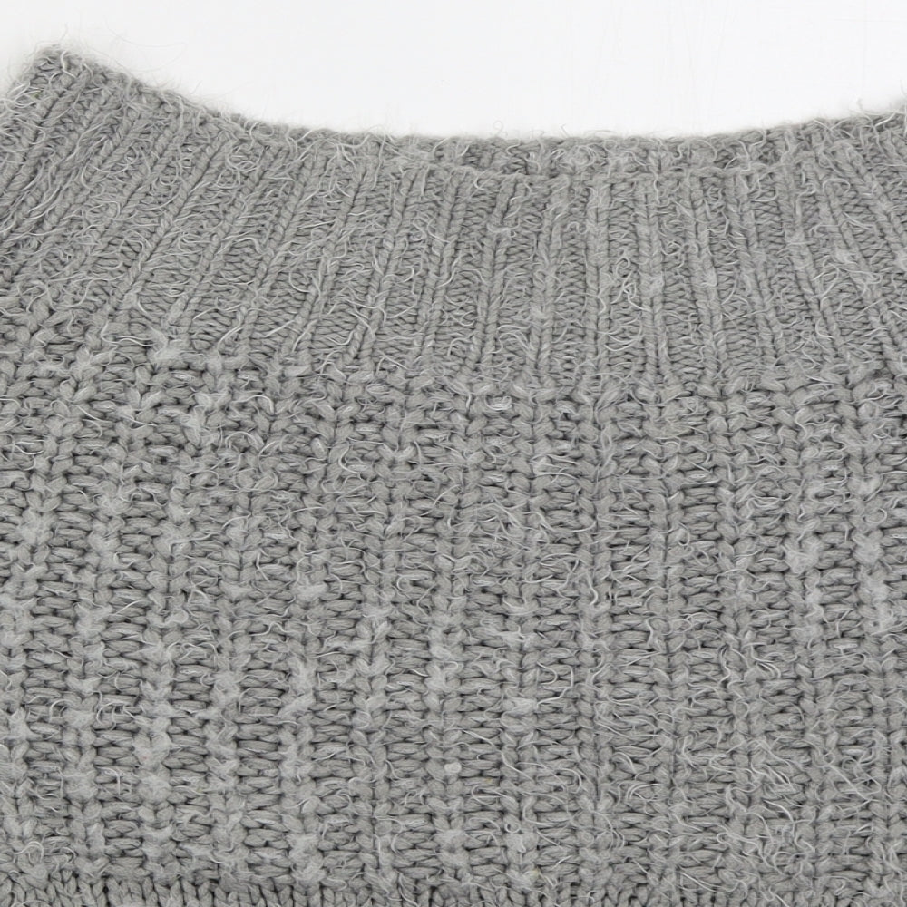 Missguided Womens Grey Boat Neck Acrylic Pullover Jumper Size S