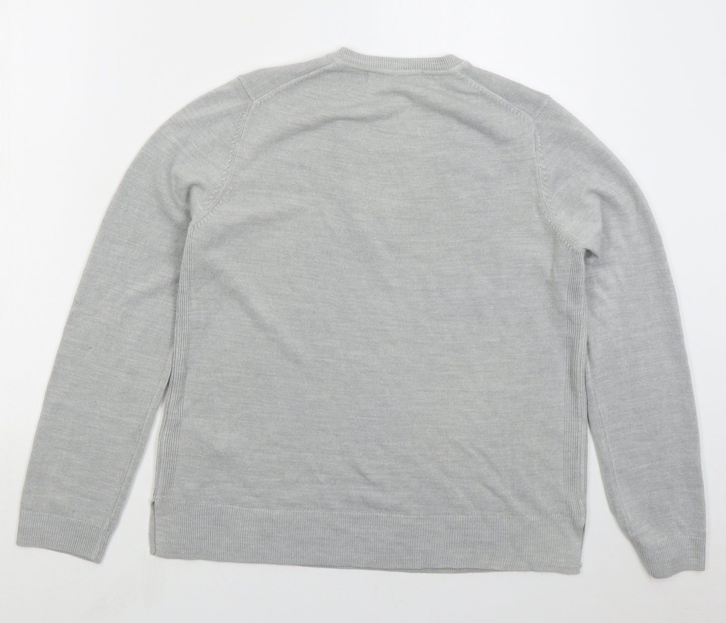 Marks and Spencer Womens Grey V-Neck Acrylic Pullover Jumper Size 14