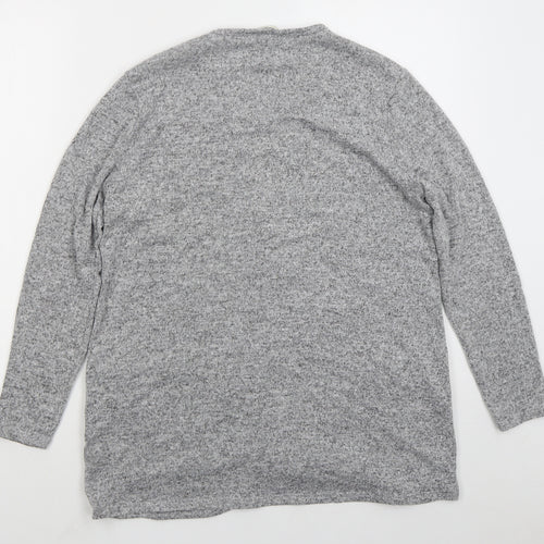 George Womens Grey V-Neck Polyester Cardigan Jumper Size M
