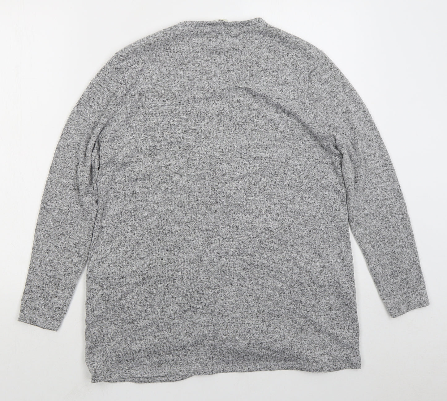 George Womens Grey V-Neck Polyester Cardigan Jumper Size M