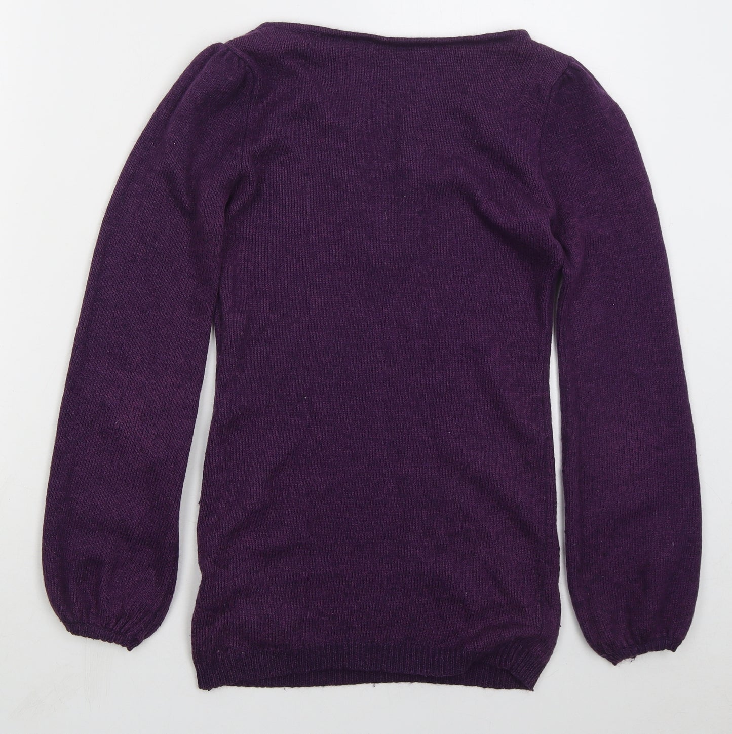 Dorothy Perkins Womens Purple V-Neck Acrylic Pullover Jumper Size 8