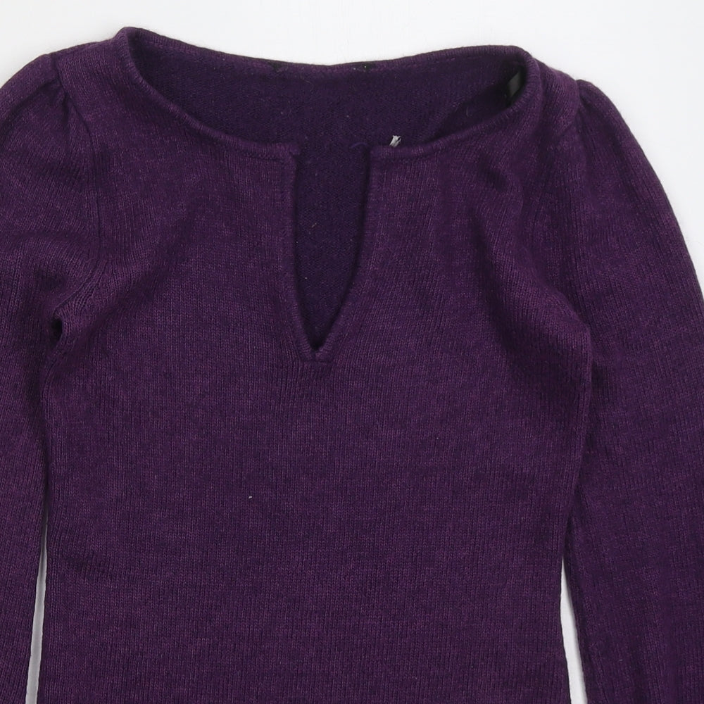 Dorothy Perkins Womens Purple V-Neck Acrylic Pullover Jumper Size 8