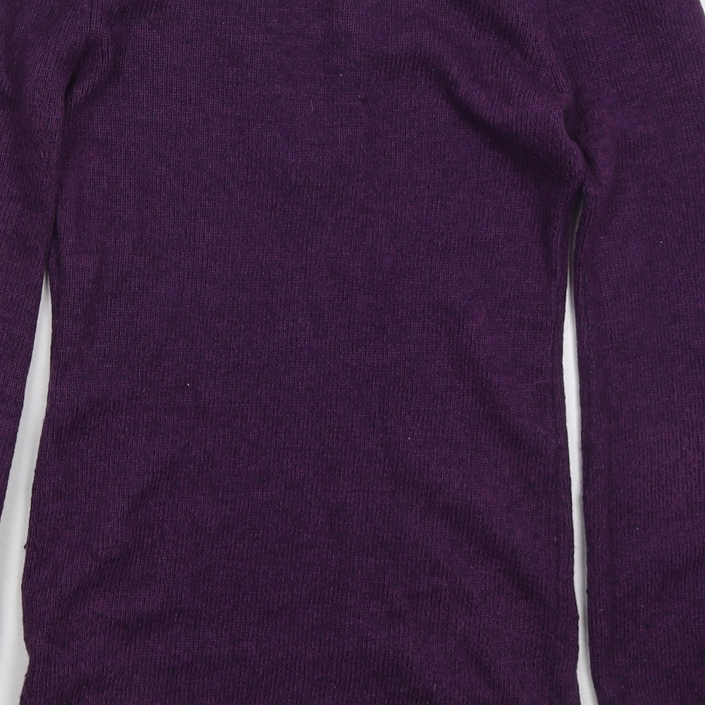 Dorothy Perkins Womens Purple V-Neck Acrylic Pullover Jumper Size 8