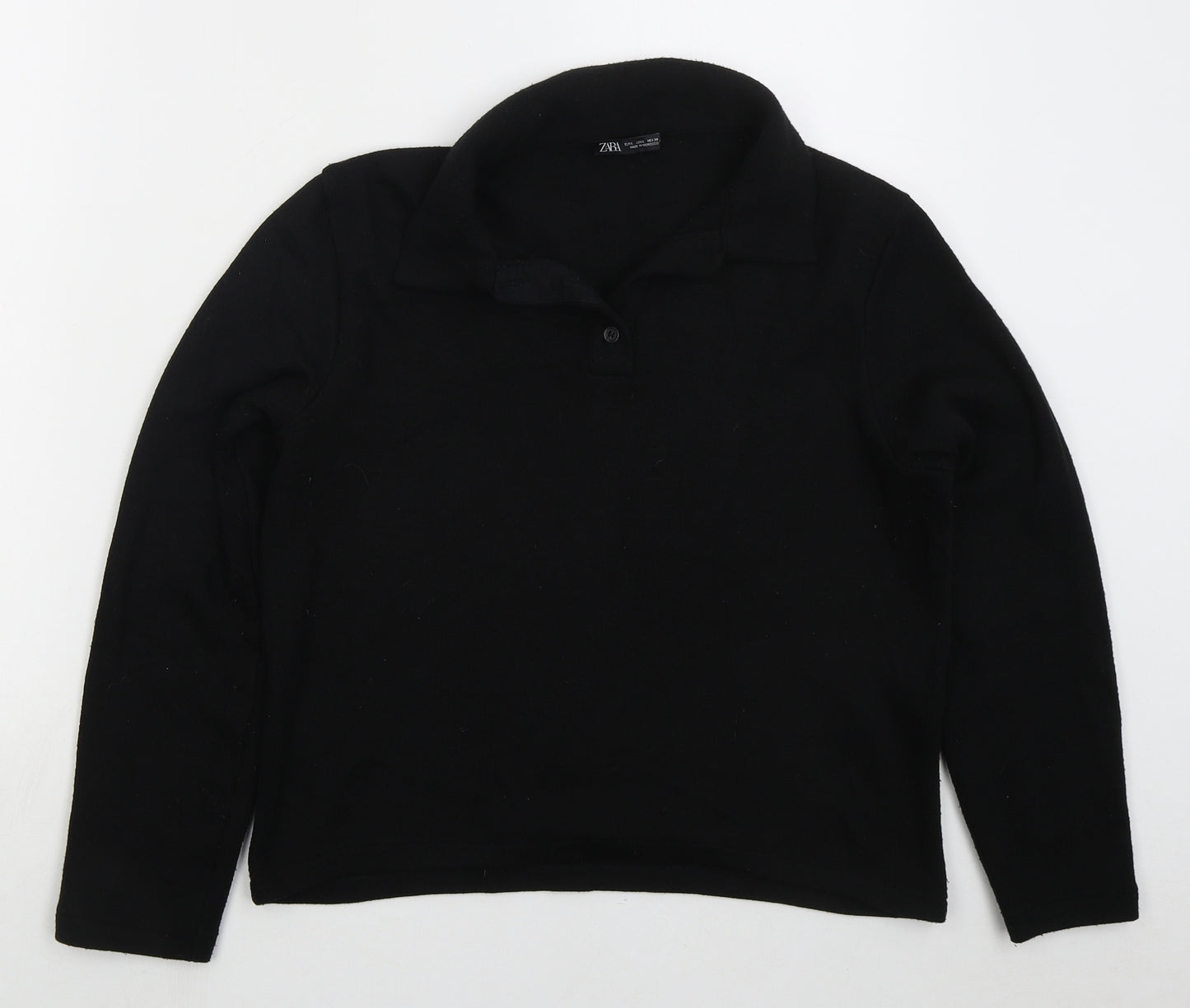Zara Womens Black Collared Viscose Pullover Jumper Size L