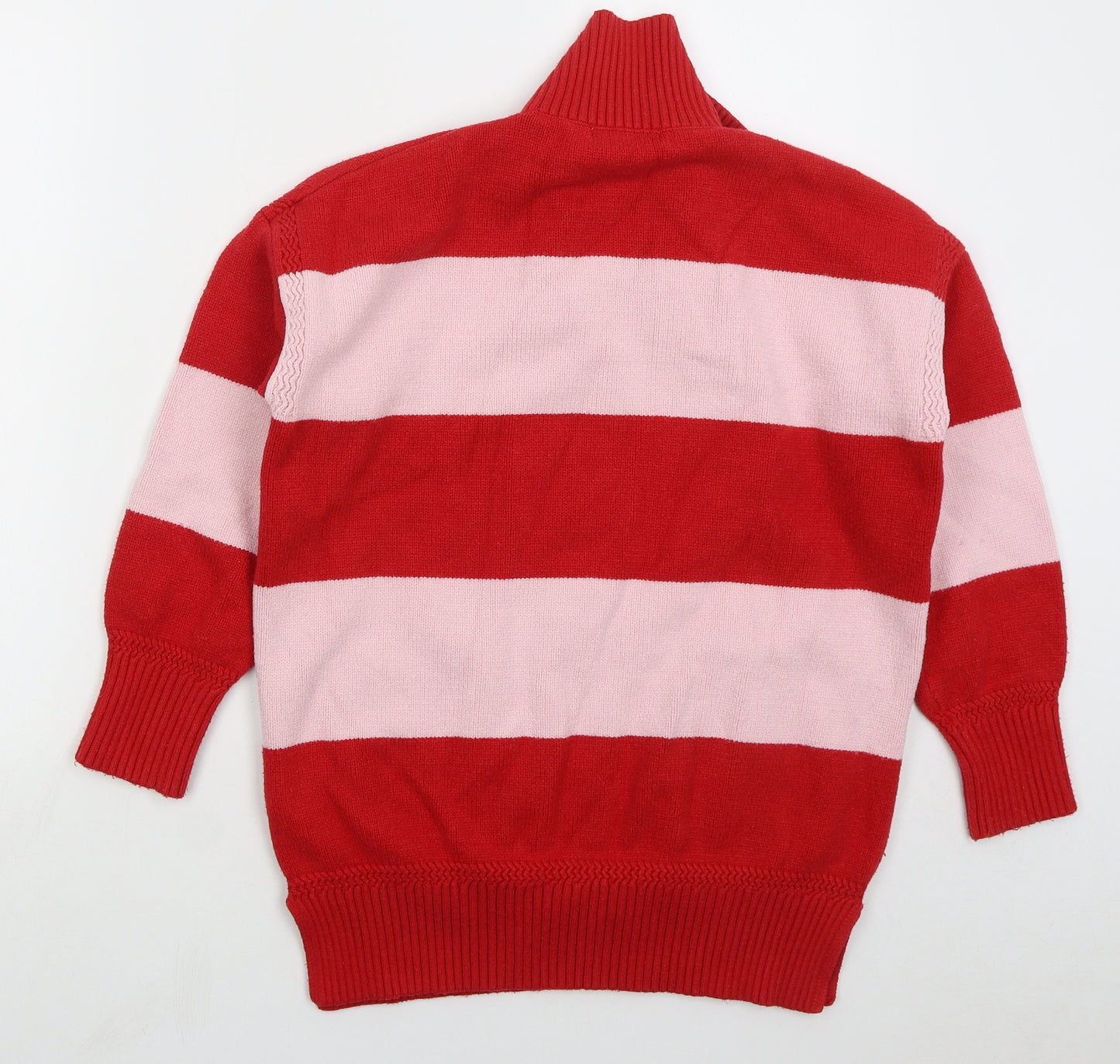 NEXT Womens Red Collared Striped Viscose Pullover Jumper Size M - Pink