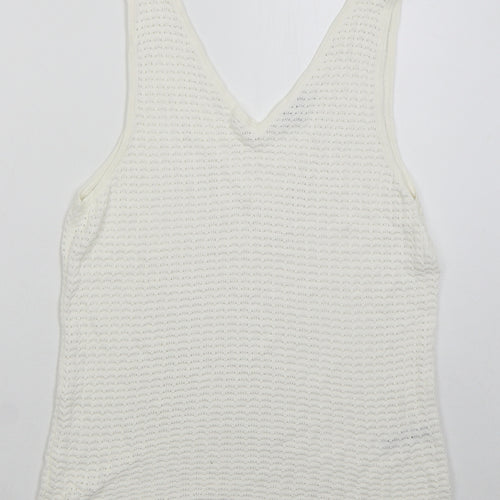 Great Plains Womens White Viscose Basic Tank Size 14 V-Neck