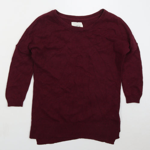 H&M Womens Red Round Neck Cotton Pullover Jumper Size XS