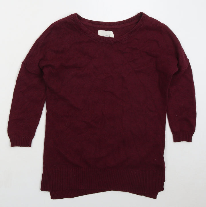 H&M Womens Red Round Neck Cotton Pullover Jumper Size XS