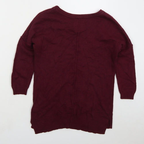 H&M Womens Red Round Neck Cotton Pullover Jumper Size XS