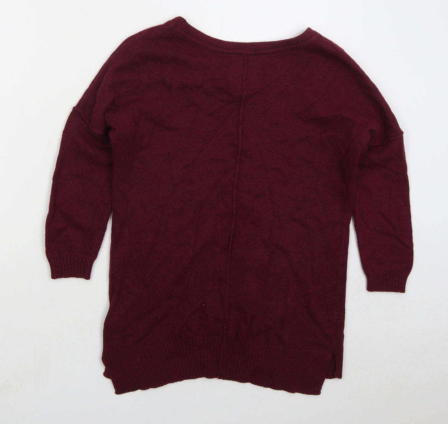 H&M Womens Red Round Neck Cotton Pullover Jumper Size XS