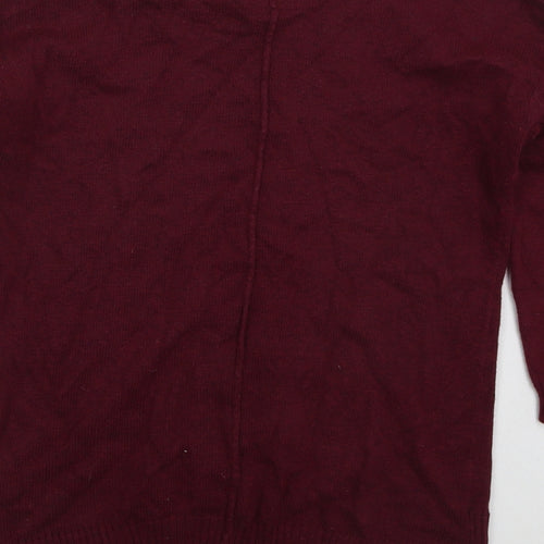 H&M Womens Red Round Neck Cotton Pullover Jumper Size XS
