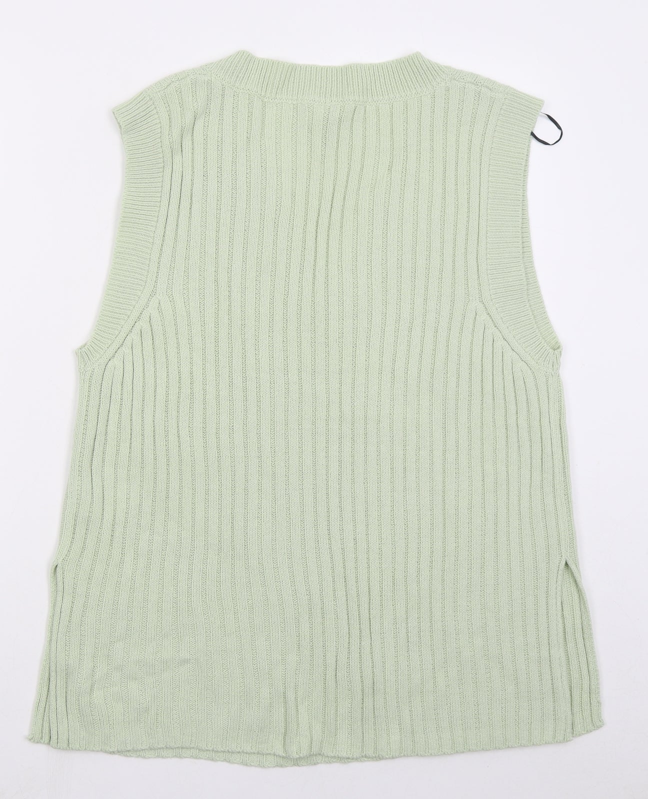 H&M Womens Green V-Neck Acrylic Vest Jumper Size M
