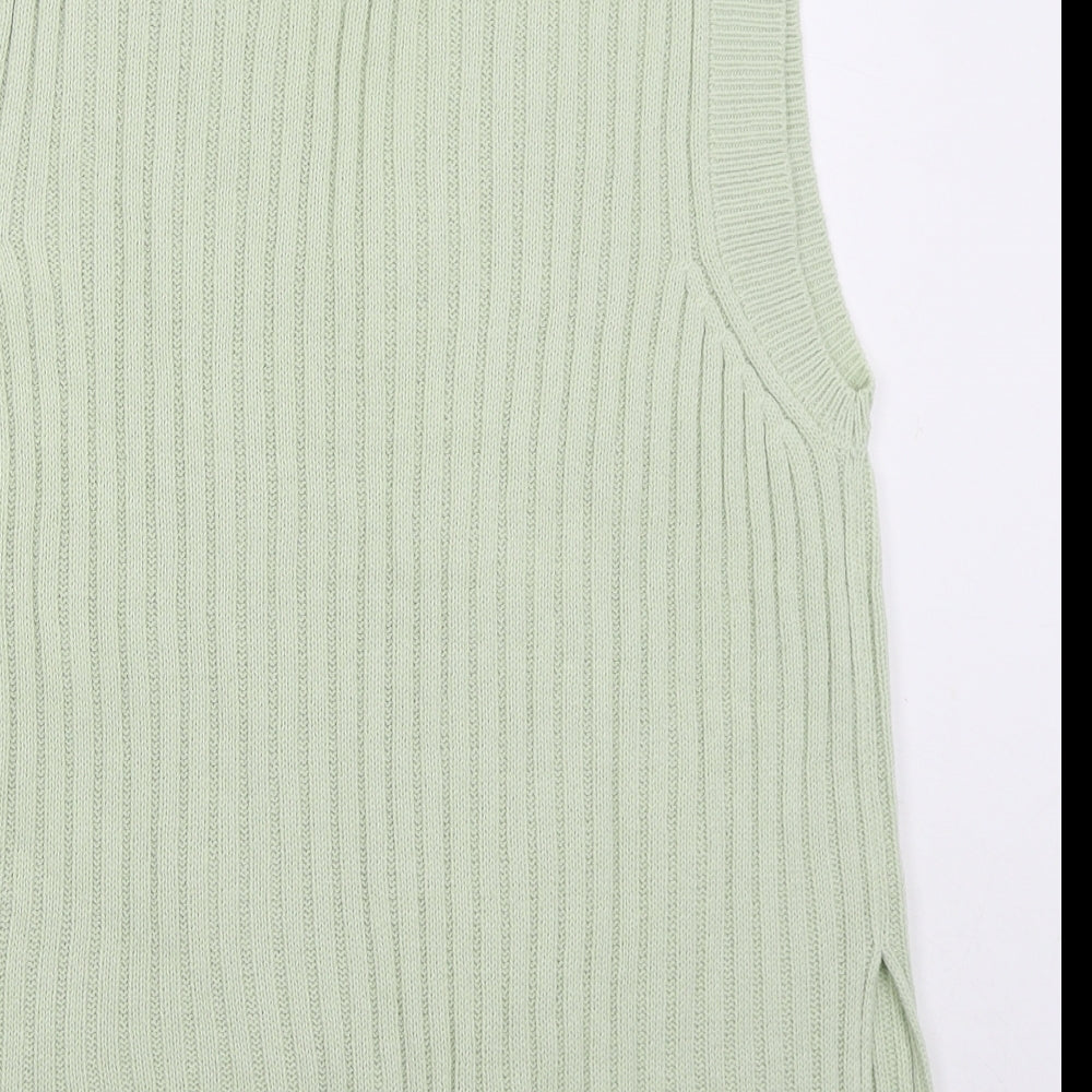H&M Womens Green V-Neck Acrylic Vest Jumper Size M