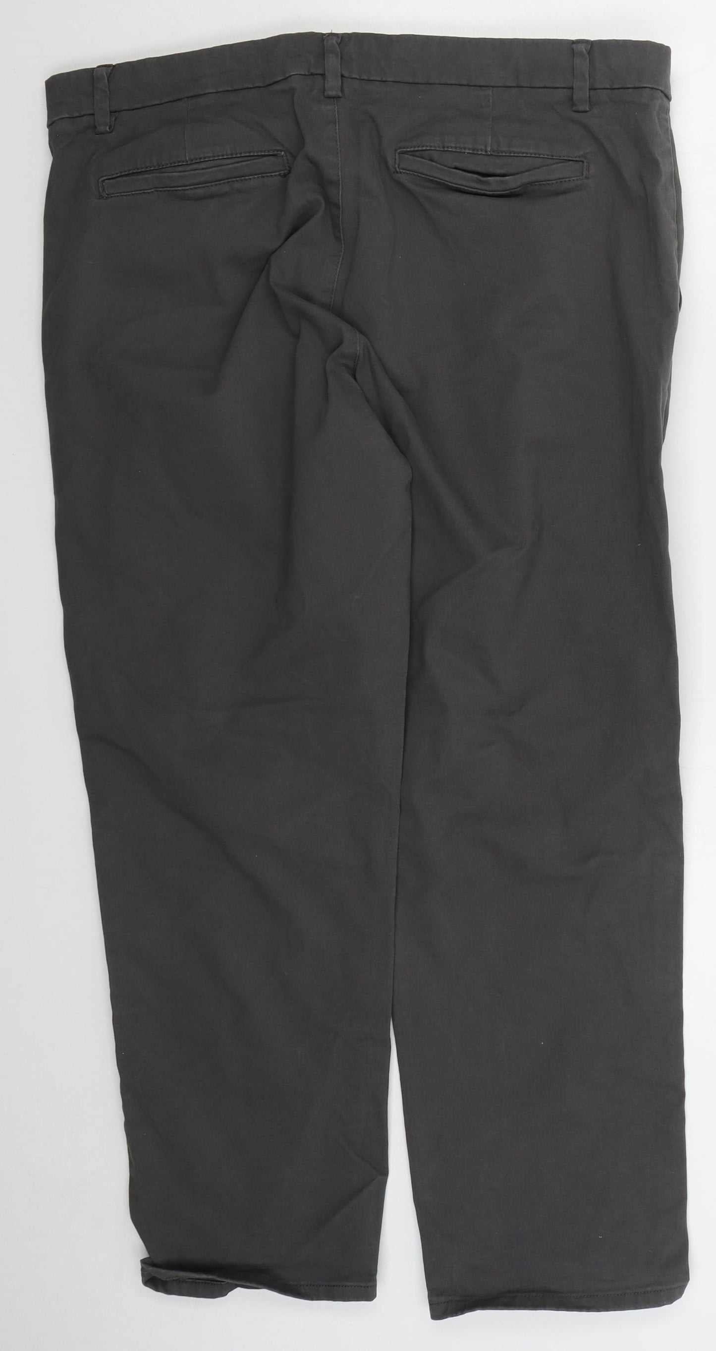NEXT Mens Grey Cotton Trousers Size 38 L27 in Regular Button