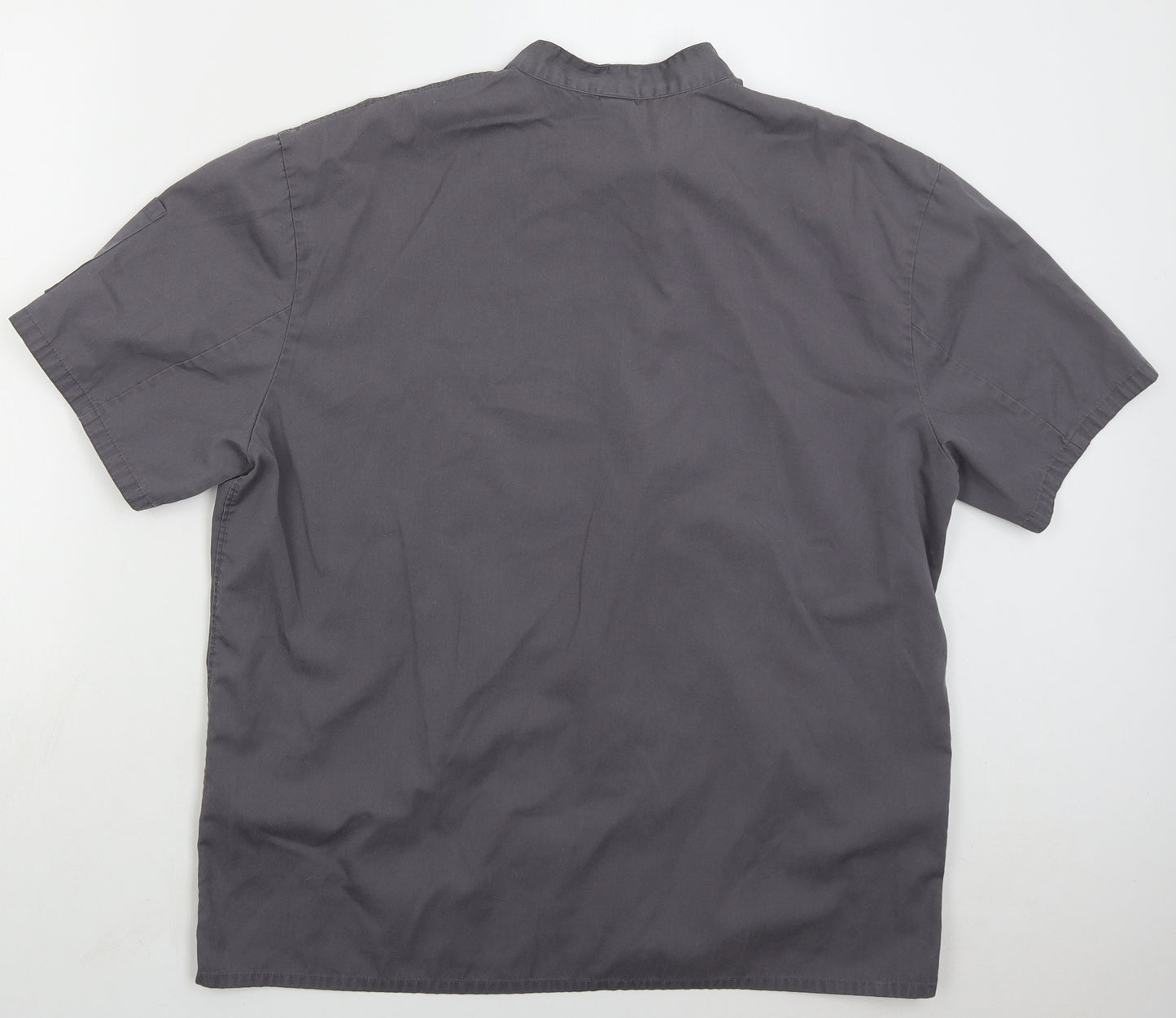 Toptile Mens Grey Polyester Button-Up Size XL Round Neck Button