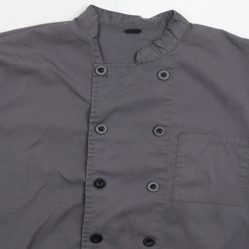 Toptile Mens Grey Polyester Button-Up Size XL Round Neck Button