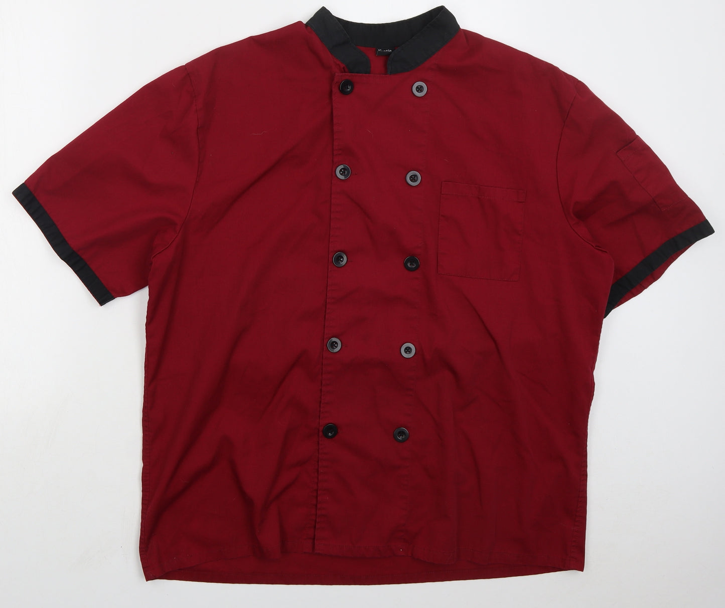 Toptile Mens Red Polyester Button-Up Size XL Crew Neck Button
