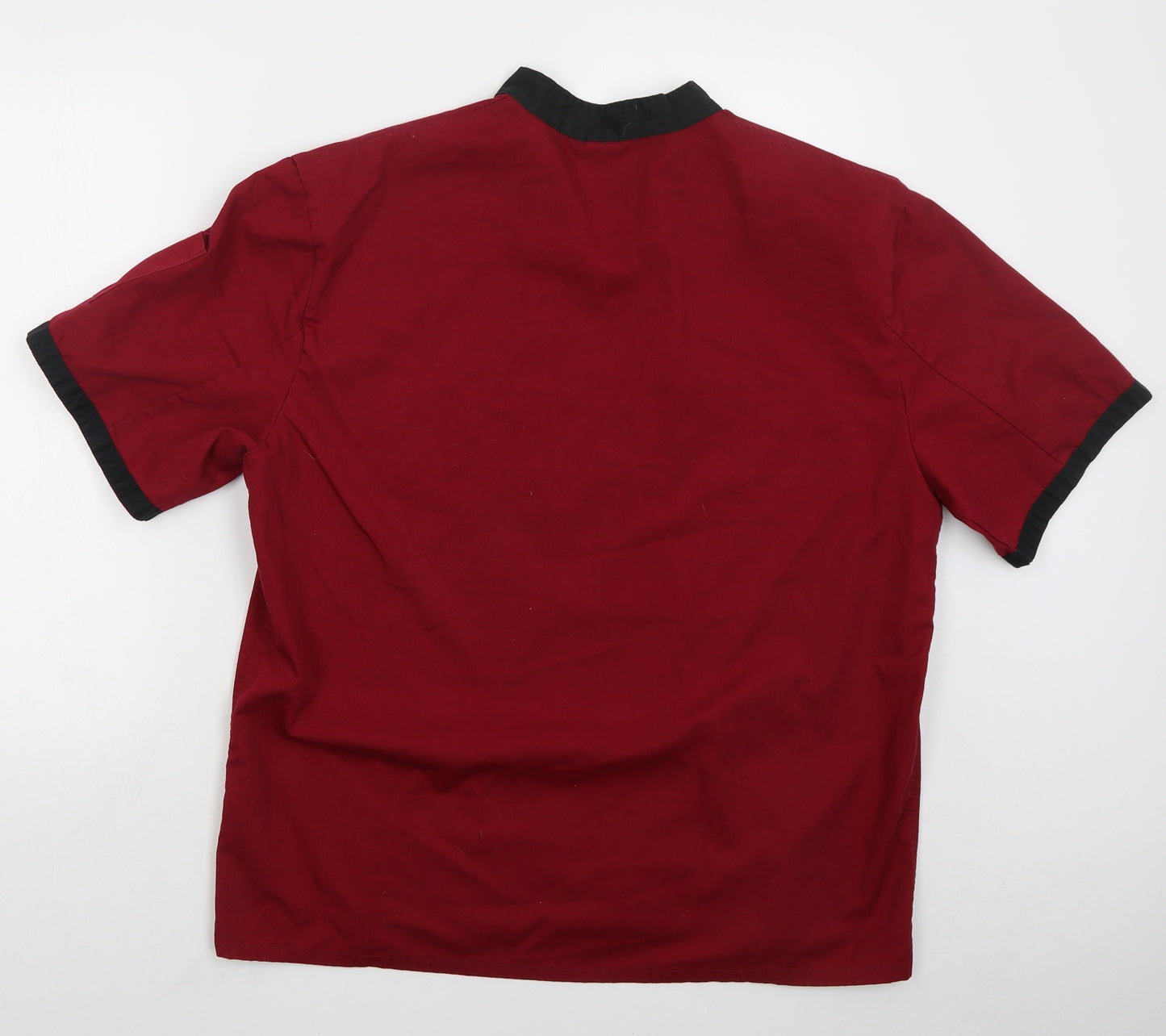 Toptile Mens Red Polyester Button-Up Size XL Crew Neck Button