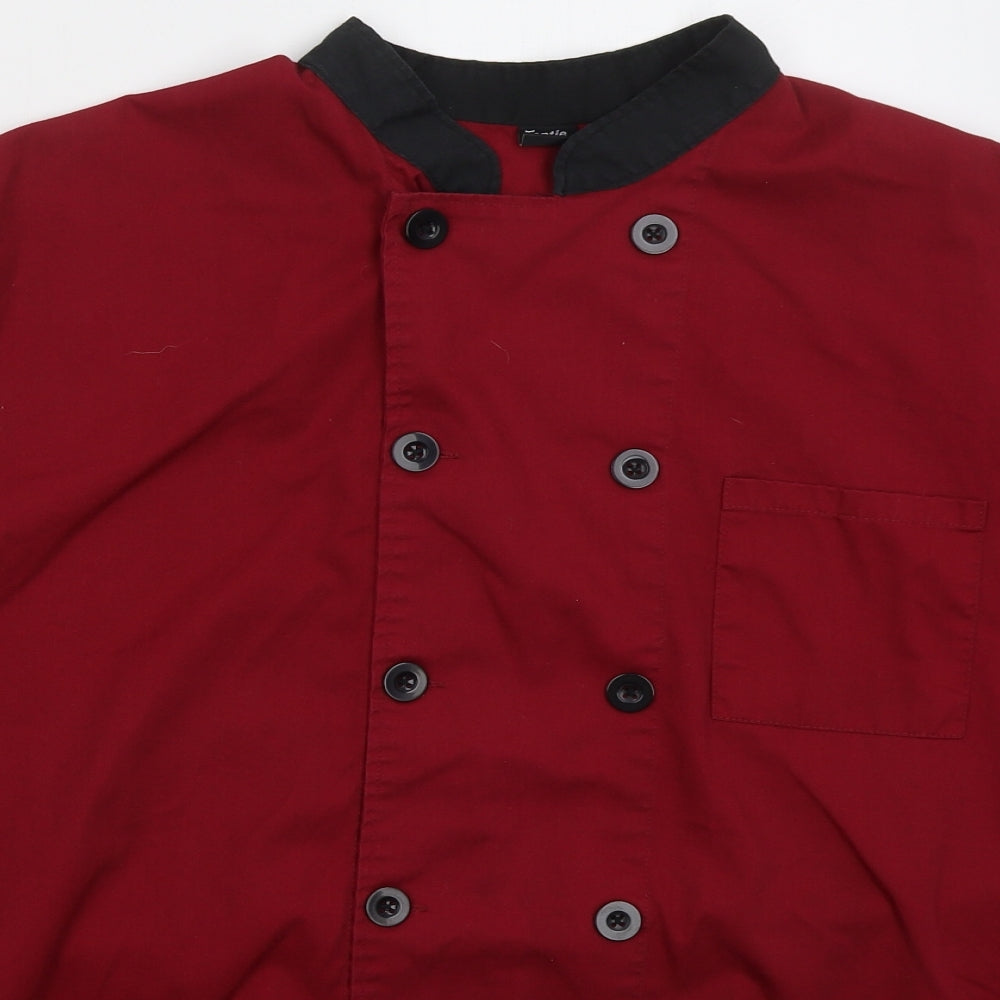 Toptile Mens Red Polyester Button-Up Size XL Crew Neck Button