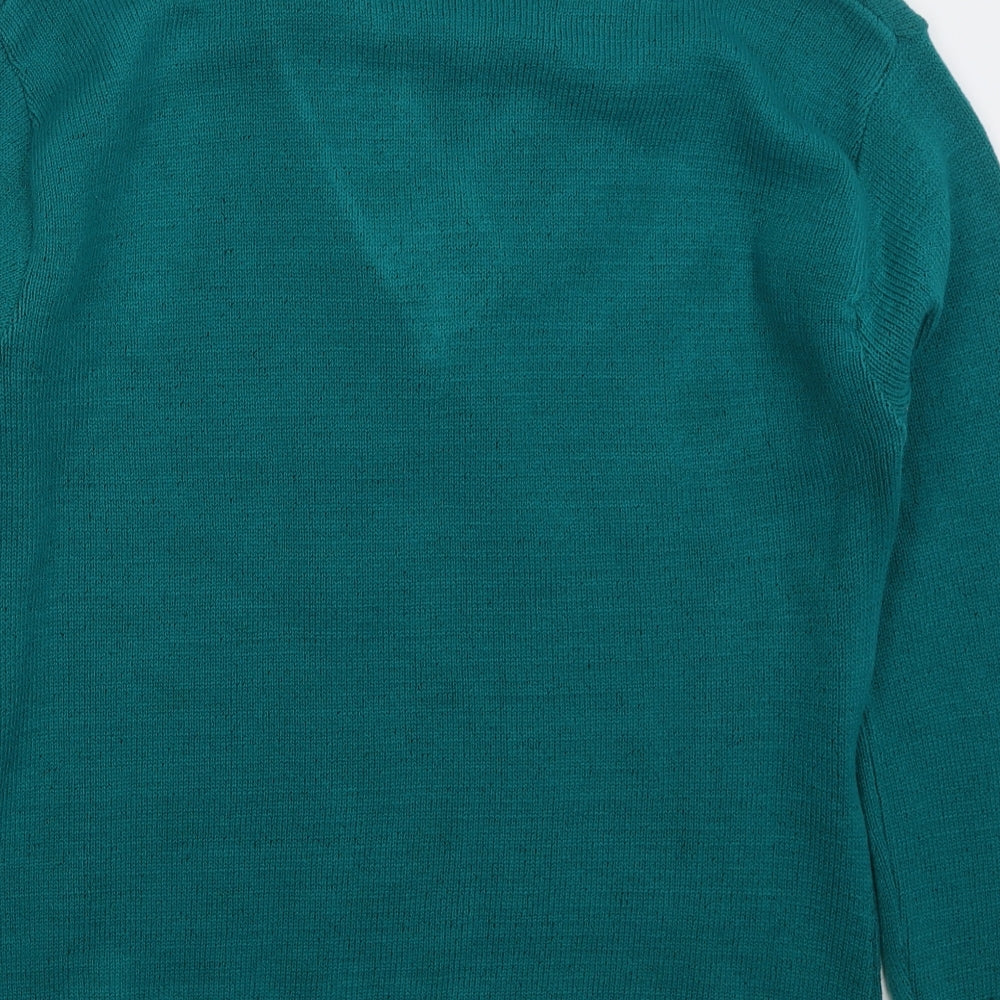 Shola Womens Green Collared Acrylic Pullover Jumper Size L