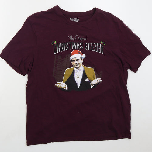 Tesco Mens Purple Cotton T-Shirt Size XL Crew Neck - Only Fools And Horses