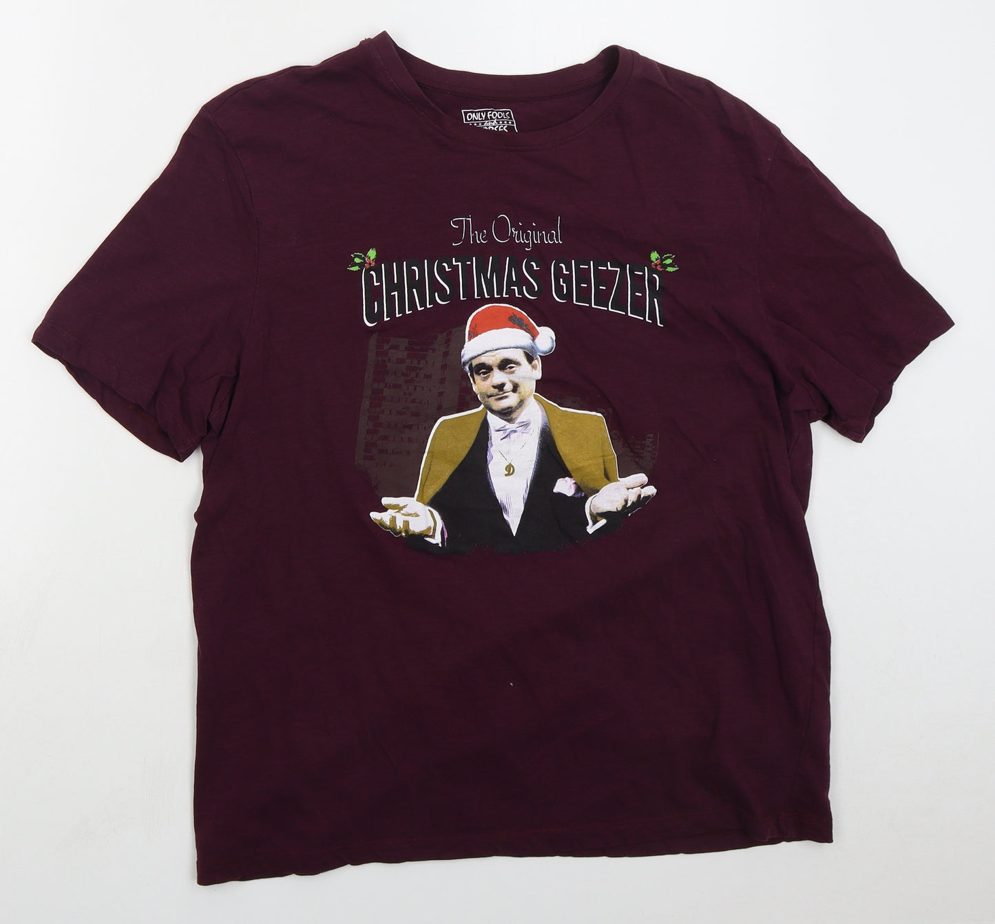 Tesco Mens Purple Cotton T-Shirt Size XL Crew Neck - Only Fools And Horses