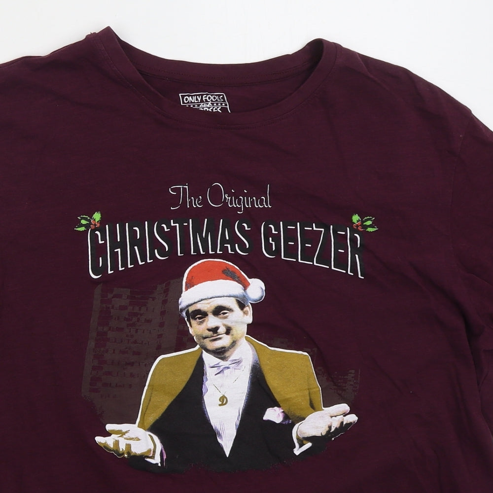 Tesco Mens Purple Cotton T-Shirt Size XL Crew Neck - Only Fools And Horses