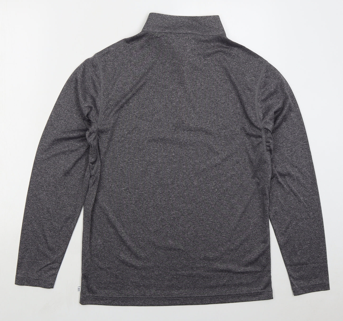 Calvin Klein Mens Grey Polyester Basic T-Shirt Size M Mock Neck Zip