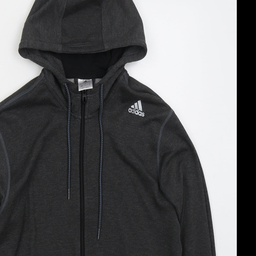 adidas Mens Grey Cotton Full Zip Hoodie Size M