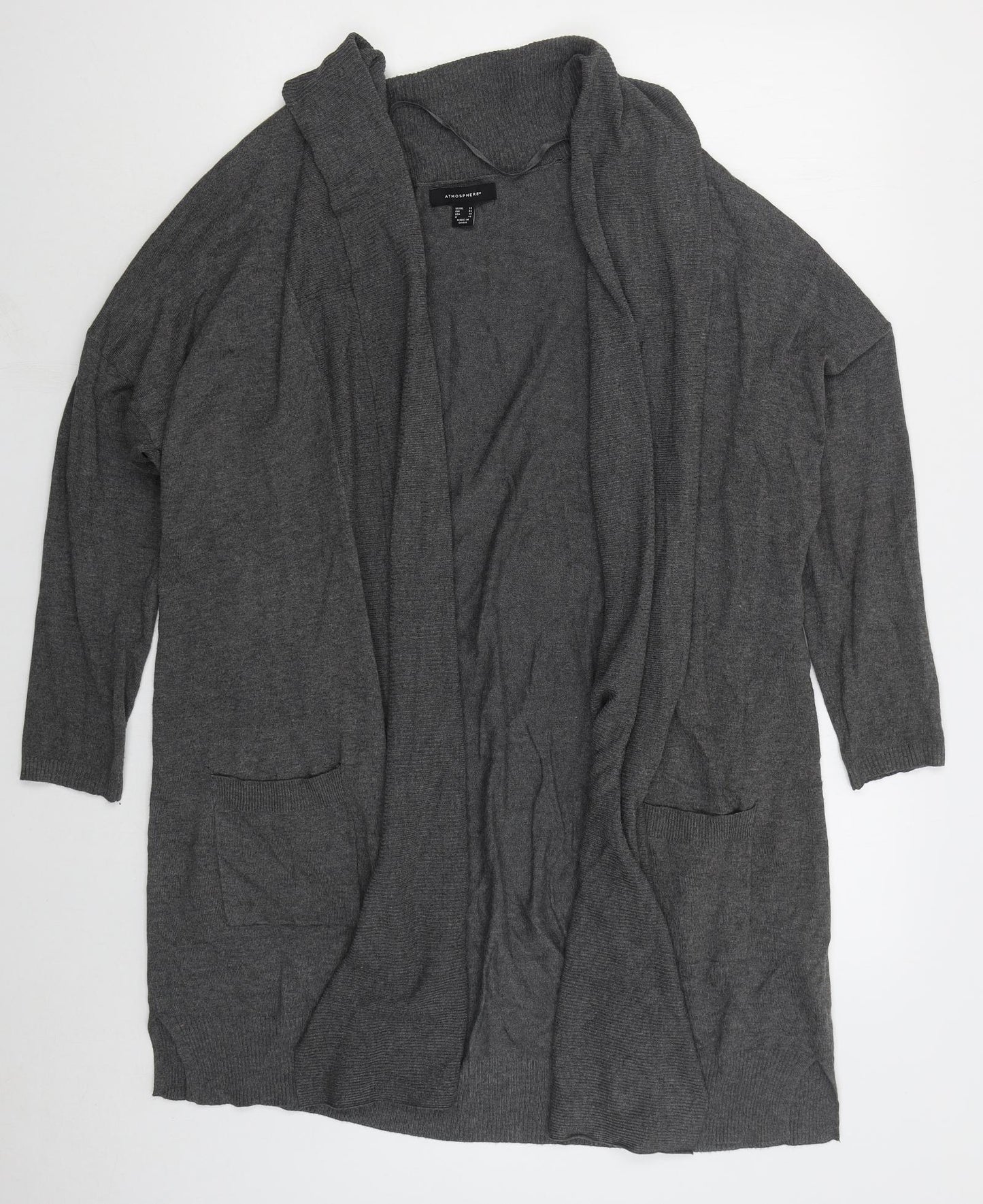 Atmosphere Womens Grey V-Neck Viscose Cardigan Jumper Size 14