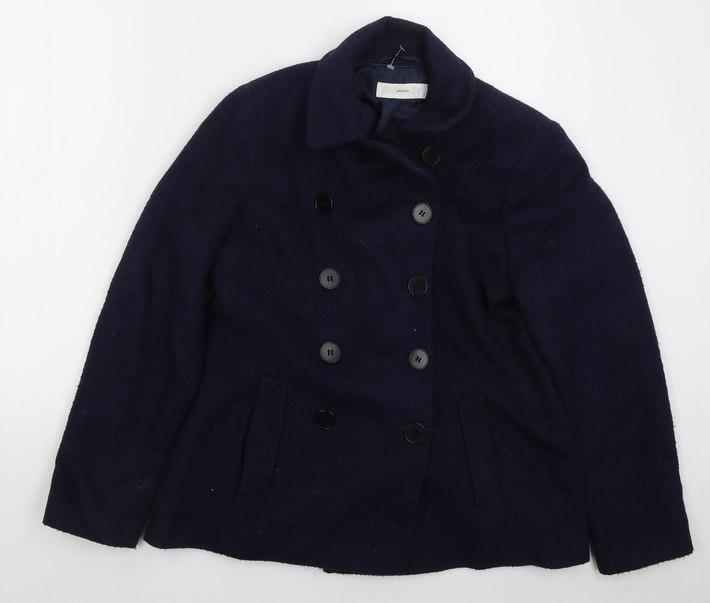 John Lewis Womens Blue Pea Coat Coat Size 12 Button