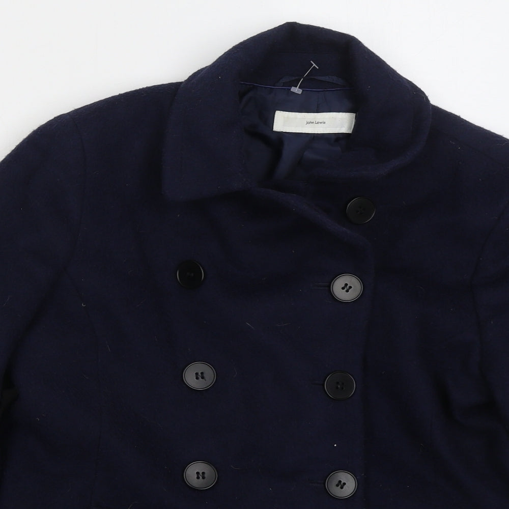 John Lewis Womens Blue Pea Coat Coat Size 12 Button
