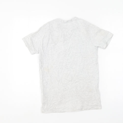 Jeff & Co Boys Grey Cotton Basic T-Shirt Size 10-11 Years Round Neck