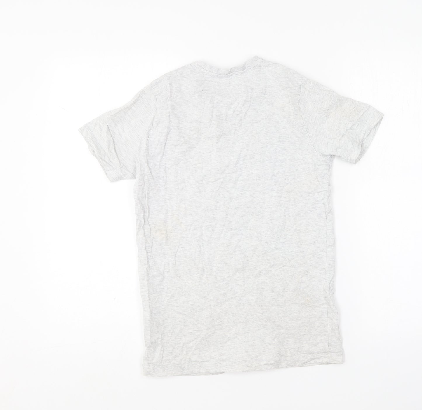 Jeff & Co Boys Grey Cotton Basic T-Shirt Size 10-11 Years Round Neck