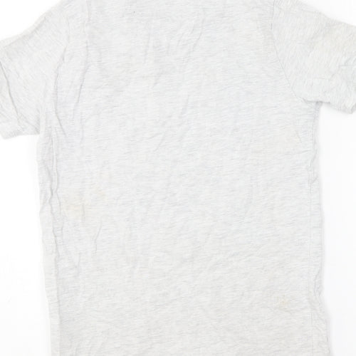 Jeff & Co Boys Grey Cotton Basic T-Shirt Size 10-11 Years Round Neck