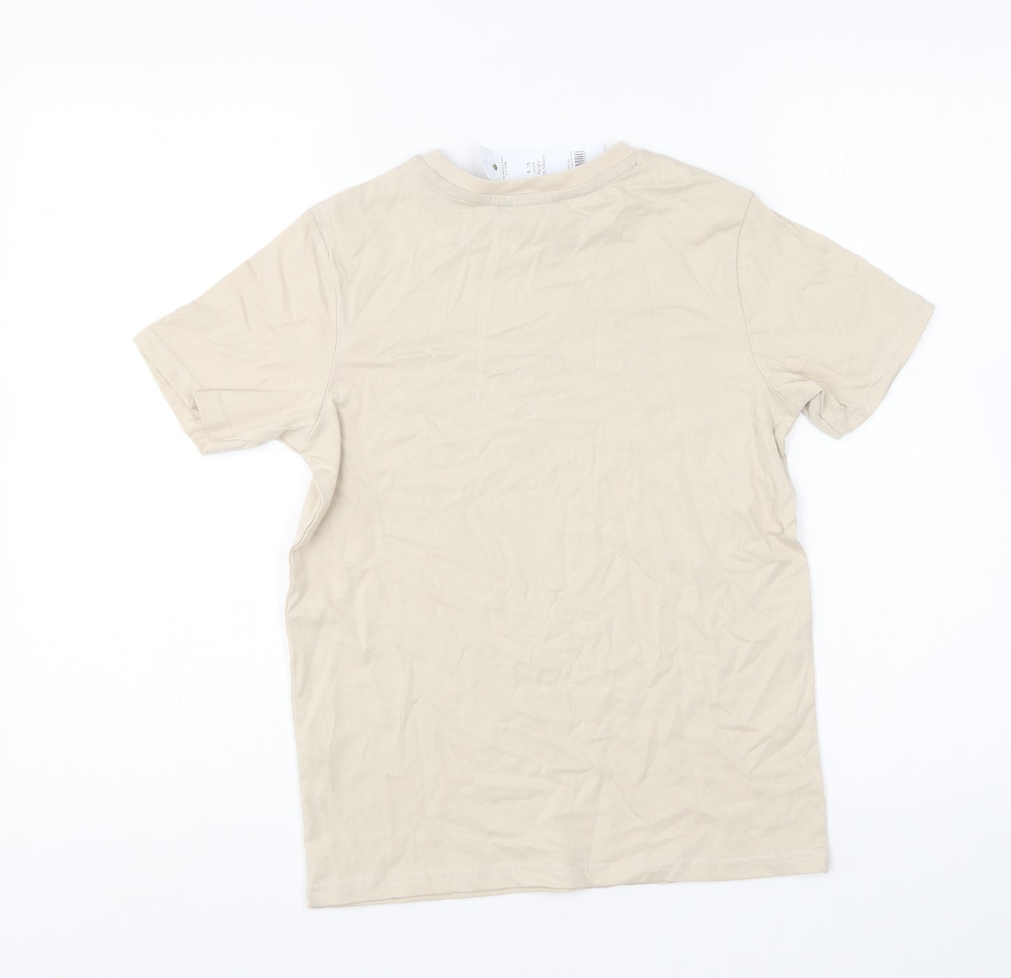 George Boys Beige Cotton Basic T-Shirt Size 9-10 Years Round Neck