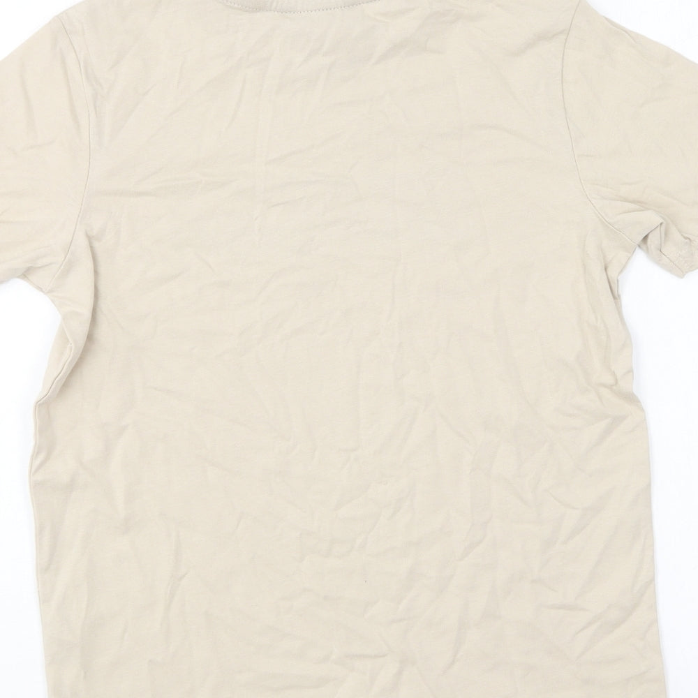 George Boys Beige Cotton Basic T-Shirt Size 9-10 Years Round Neck