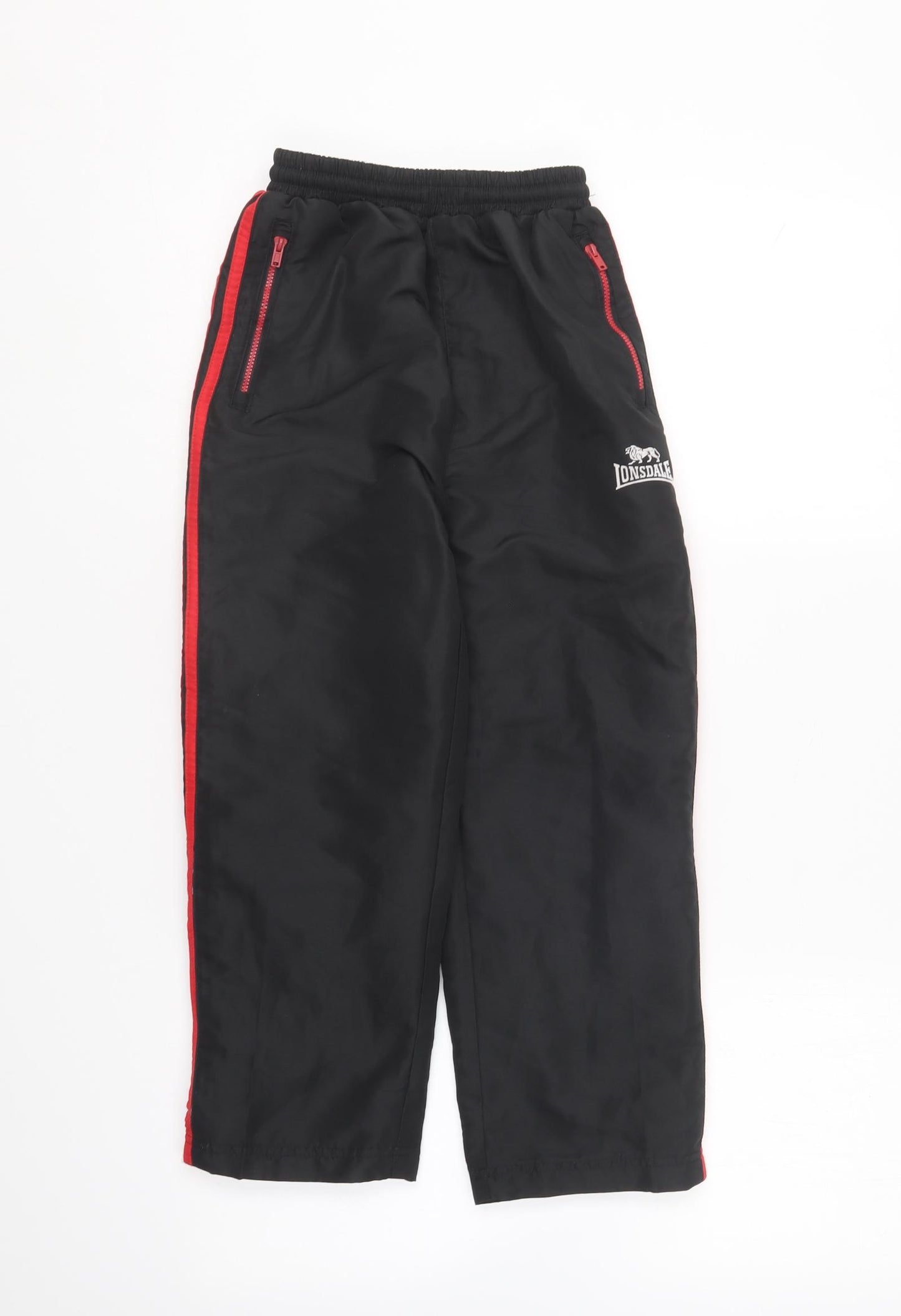 Lonsdale Boys Black Polyester Jogger Trousers Size 7-8 Years Regular