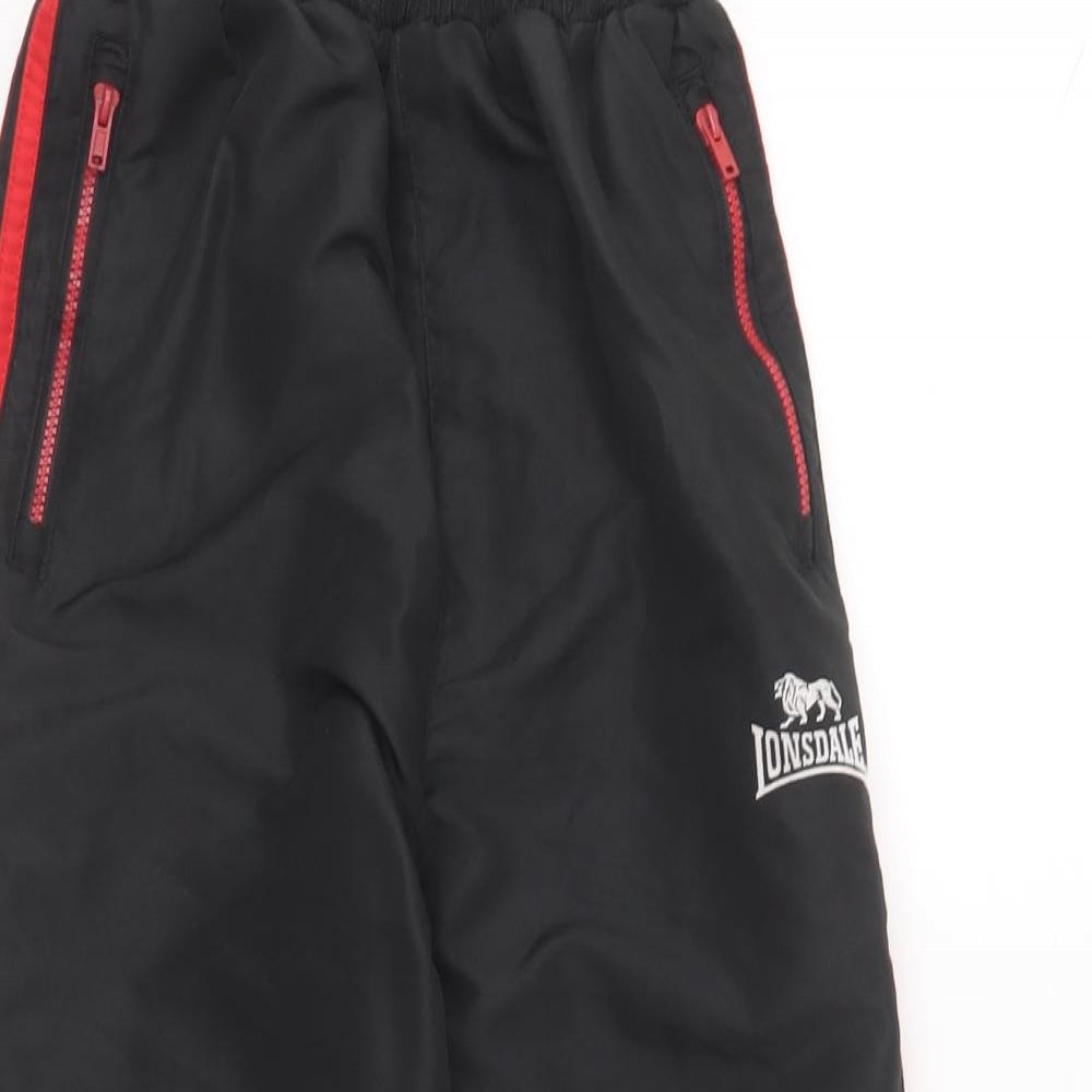 Lonsdale Boys Black Polyester Jogger Trousers Size 7-8 Years Regular