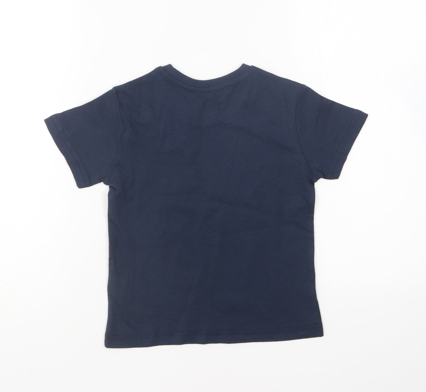Primark Boys Blue Cotton Basic T-Shirt Size 3-4 Years Round Neck