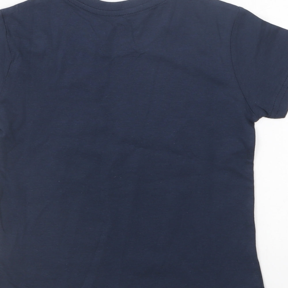 Primark Boys Blue Cotton Basic T-Shirt Size 3-4 Years Round Neck