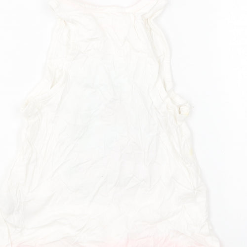 Marks and Spencer Girls White Cotton Basic T-Shirt Size 6-7 Years Round Neck