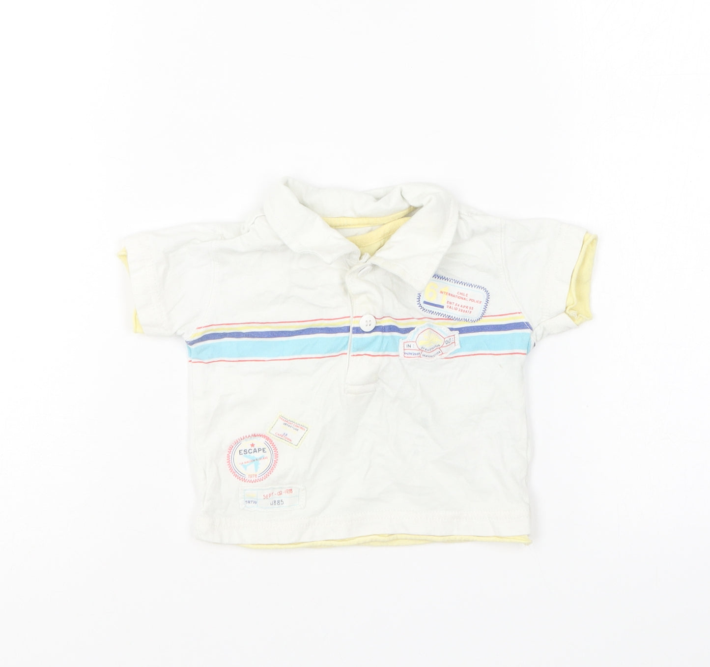 Dunnes Stores Baby White Cotton Basic Polo Size 0-3 Months Collared