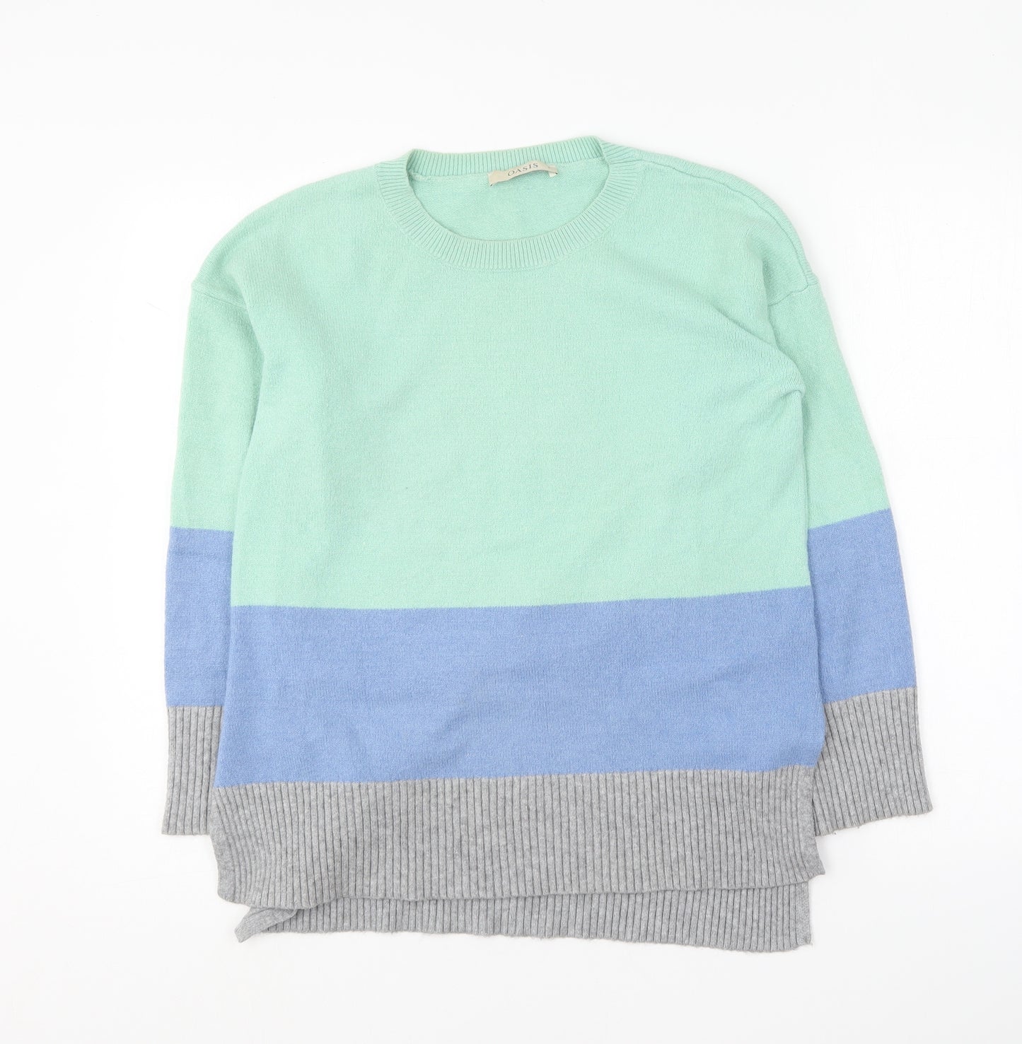 Oasis Womens Multicoloured Round Neck Viscose Pullover Jumper Size S