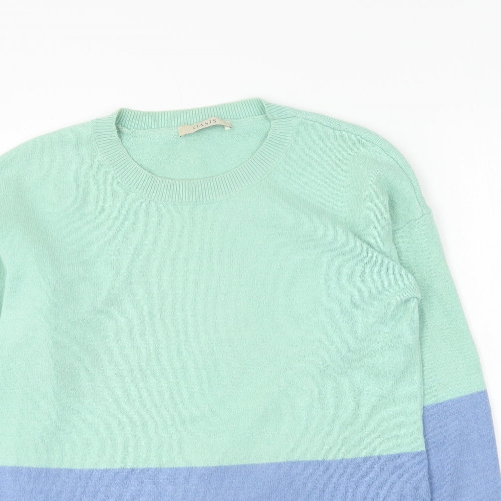 Oasis Womens Multicoloured Round Neck Viscose Pullover Jumper Size S