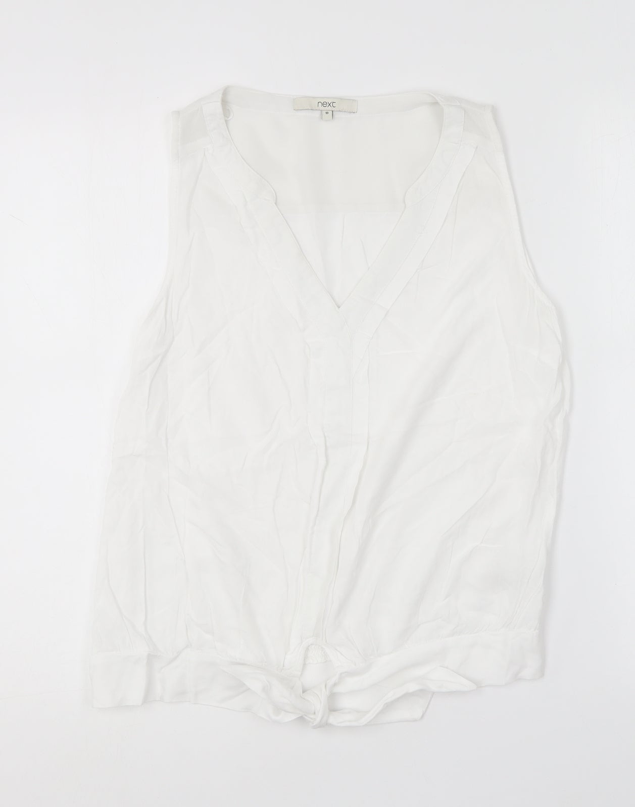 NEXT Womens White Viscose Basic Blouse Size 10 V-Neck