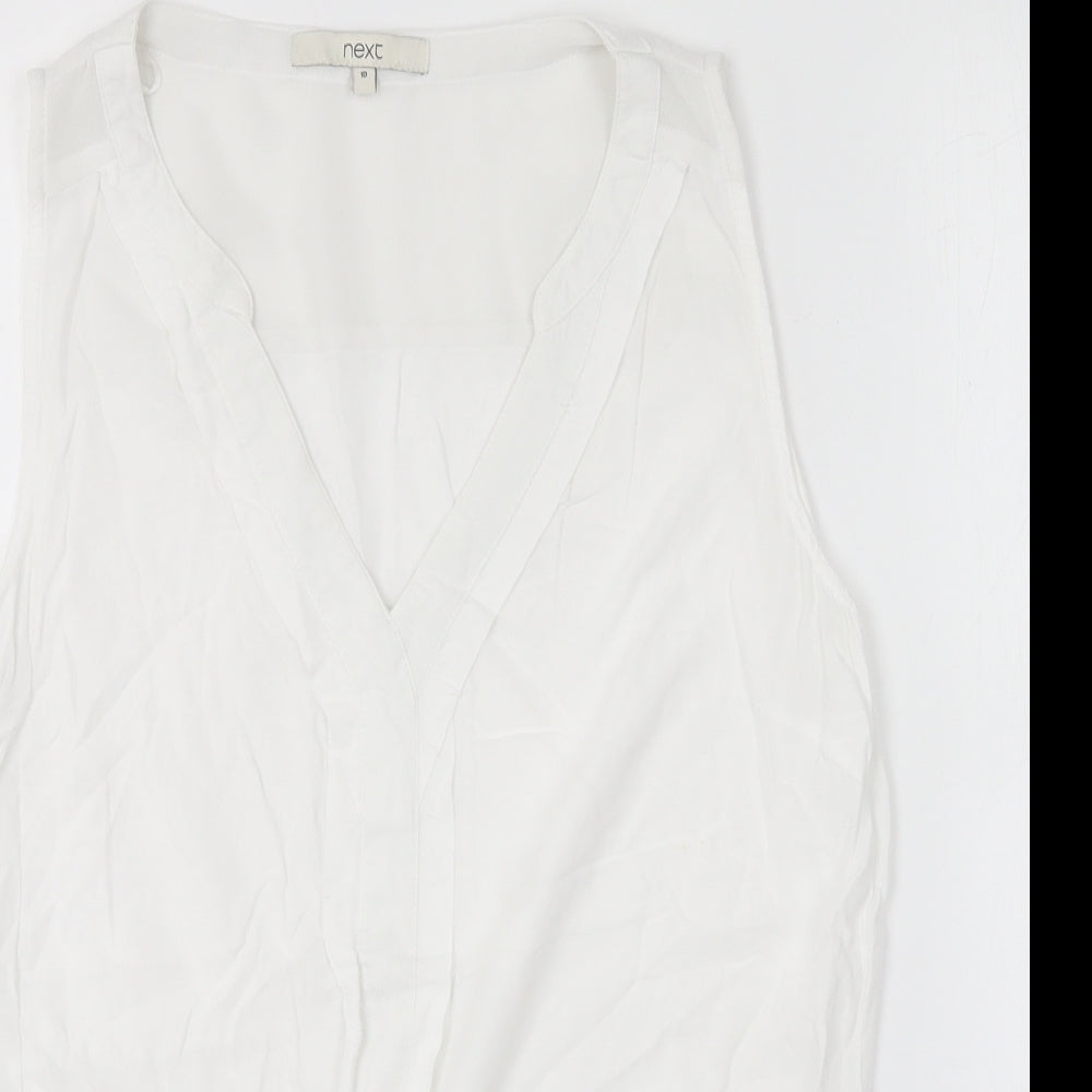 NEXT Womens White Viscose Basic Blouse Size 10 V-Neck